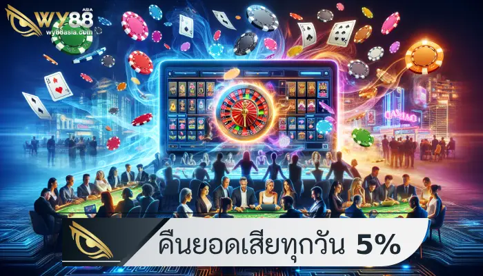 เล่นคาสิโนอย่างจุใจ คืน ยอด เสีย ทุก วัน 5% เวลาเที่ยงตรง